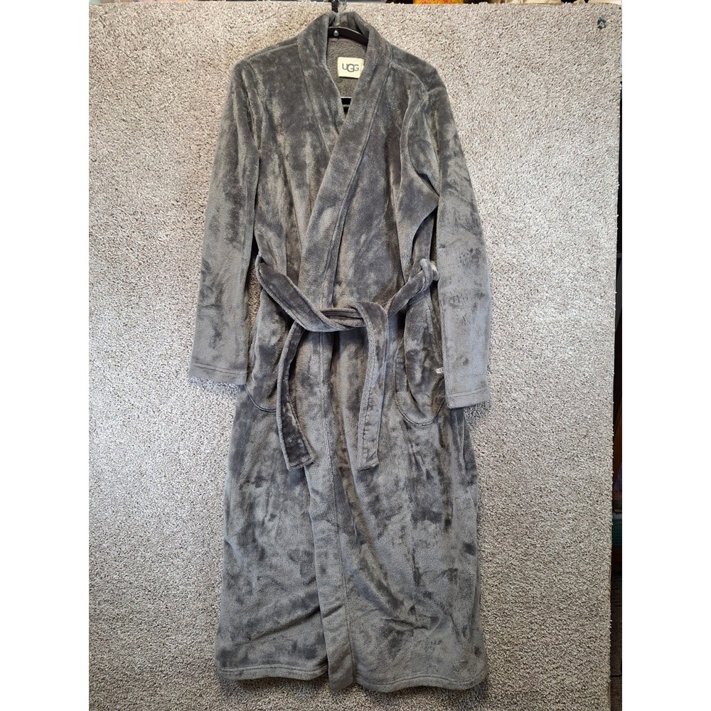 UGG‎ Marlow Fleece Robe Women's Large Gray Long Sleeve Tie Waist Soft Cozy